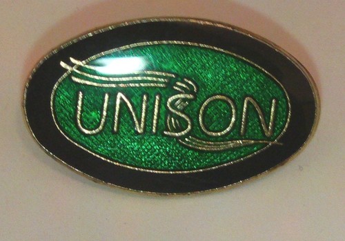 Unison trade union label - trade, pin