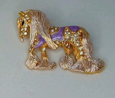 Gold Tone Shire Horse Brooch