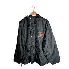 Disney Tigger Jacket Men's Size Medium Black Full Zip Hooded Rain Coat Outdoors 