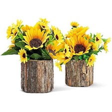 Artificial Sunflowers Potted Plants Indoors for Home Office 2 PCS