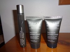 CLINIQUE SKIN SUPPLIES FOR MEN COOLING EYE GEL + 2 x FACE SCRUBS RARE (U S E D)