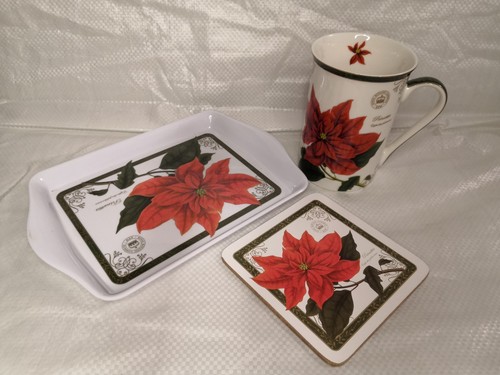 Poinsettia mug coaster - mug,, tray
