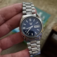 SEIKO 5 7S26-0480 Day/Date Navy Blue Dial Automatic Mens watch 