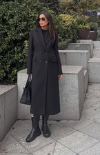 NEW ZARA AW24 ZW COLLECTION WOOL BLEND BLACK COAT 9231/745 size M