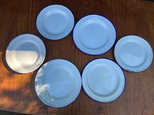6 x Vintage enamel plates Camping Glamping