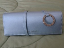 BvlGARI Makeup Bag Blue Satin