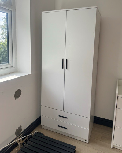 White freestanding wardrobe - white,