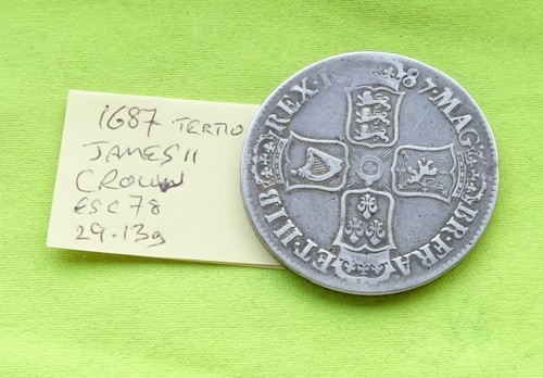 1687 silver crown coin king - 1687,