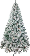 Christmas Tree Snow Flocked Artificial Tree Pine Cones 700 Tips Xmas Stand 6ft