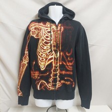 IRON FIST Wishbone Skeleton Hoodie Hooded Top MEDIUM Y2K My Chemical Romance