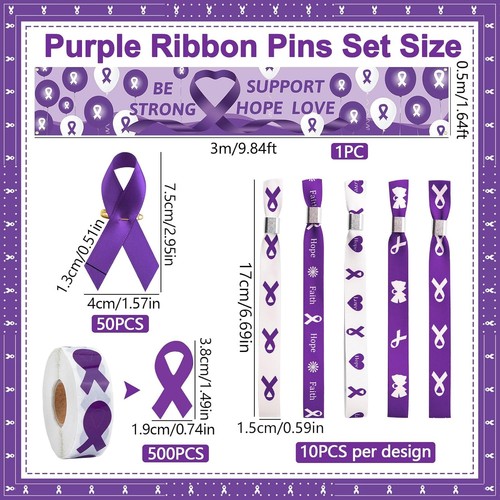 50pcs purple ribbon pin - 50pcs,