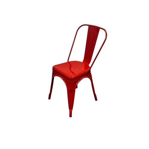 Red metal dining chairs - metal, chairs,