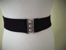 Ladies Elasticated Black Cinch Waist Belt 64 x 5 cm