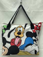 Mickey & Minnie Mouse Donald Duck  Tote Shopping Bag Zip Closure New unlined