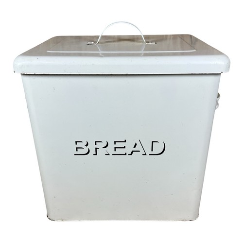 Vintage white enamel bread bin - vintage,