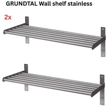 2X NEW IKEA GRUNDTAL Wall Shelf 60cm Stainless Steel  Kitchen Storage Rack
