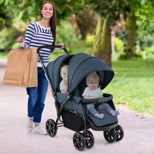Baby Double Stroller Single & Double Seat Foldable Stroller Navy