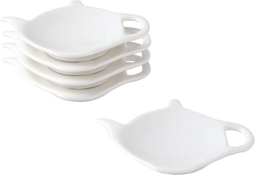 White porcelain tea bag tray - bag,