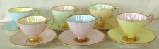 6 Nice Interesting Clare Bone China Harlequin Cups and Saucers