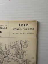 ZENITH CARBURETTOR SERVICE BULLETIN FORD CONSUL MK2 1958 34VN CARB
