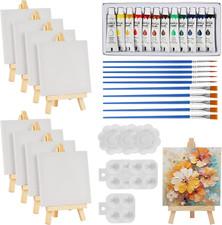 44 Pcs Mini Canvas and Easel, Mini Canvas Painting Set Includes 4X4 Inches Canva