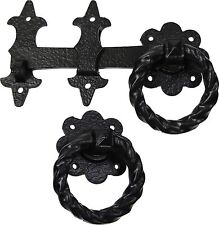 Twisted Ring Gate Latch Door Catch Traditional Antique Black Premium UK Quality