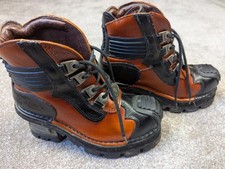 New Rock  Heeled Boots UK 3.5 EU 36 Orange Black Chunky Platform Cyber Punk Goth