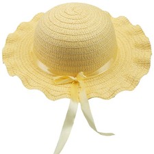 Pastel Yellow Easter Bonnet Satin Ribbon Frilly Hat