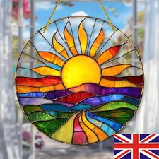 Stained Glass Plate Colorful Window Pendant Ornament Hanging Sun-catcher