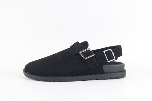 Black faux suede buckle - black,