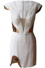 RALPH AND RUSSO EMBELLISHED SILK CREPE DE CHINE MINI DRESS SMALL