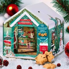 M&S Mark & Spencer Santa's WorkShop Musical Light Up Christmas Tin, With Cookies