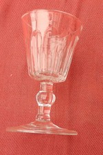 ANTIQUE GEORGIAN LEAD  GLASS PANEL CUT  KNOPPED STEM & FOLDED FOOT CORDIAL GLASS