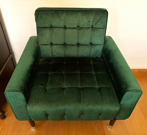Large green button - green, tufted