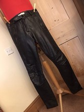 SANDRO REAL LAMBSKIN LEATHER TROUSERS JEANS S BIKER MOTORCYCLE CLUB SKINNY BOHO