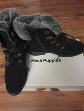 Hush Puppies Florence Womens Boots Water Resistant Leather black size 5