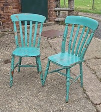 A pair of Victorian painted kitchen chairs Chippy Paint original