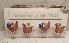 Welcome to our Roost wooden peg board sign chicken hens rustic farmhouse 9.5" x