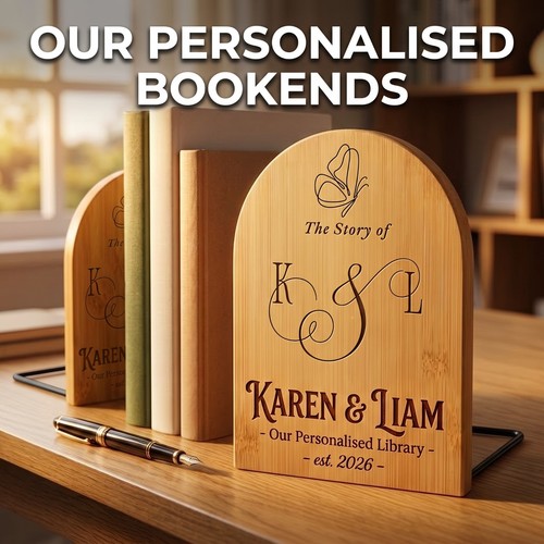 Personalized wooden bookends - wooden,