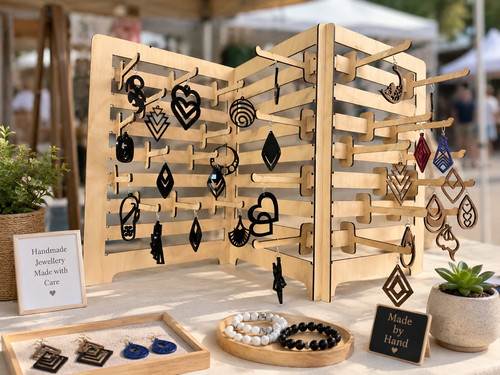 Wooden earring display stand - earring,