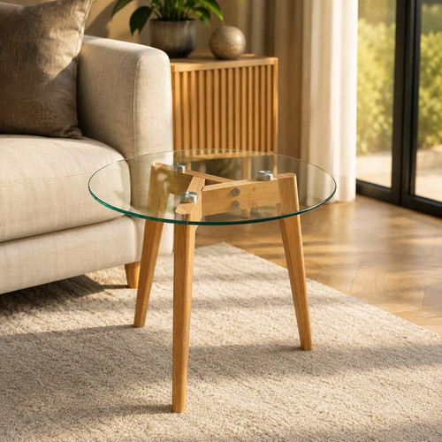 Modern round glass side table - modern,
