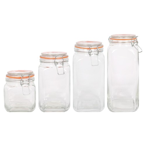 Square glass storage jar - glass,