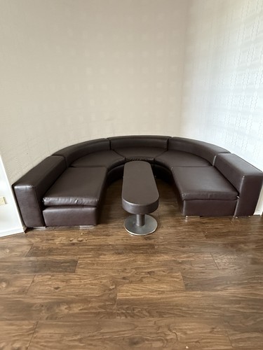 Brown faux leather curved - brown,