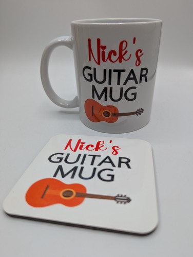 Personalised guitar mug - personalised,