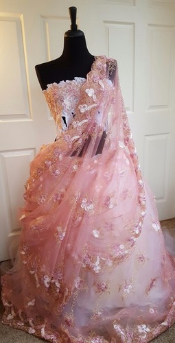 Blush pink gold embroidered - pink,