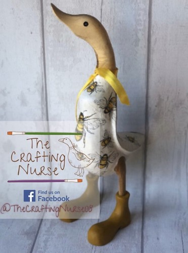 Wooden duck with wellies bee - wellies,