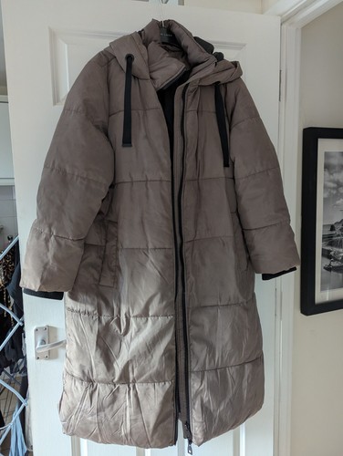 Khaki coat long hooded - khaki,