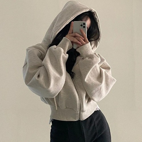 Women zip hoodie warm - up,