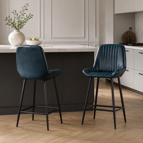Blue leather seat black - blue,