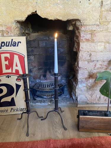Cast iron mid century candle - iron,
